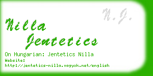 nilla jentetics business card